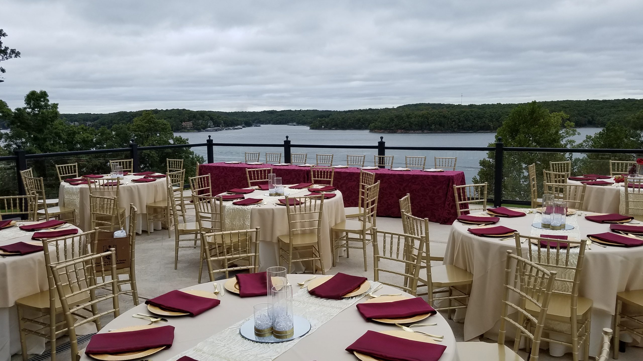 Wedding Reception Outdoors by Lake Party Rentals